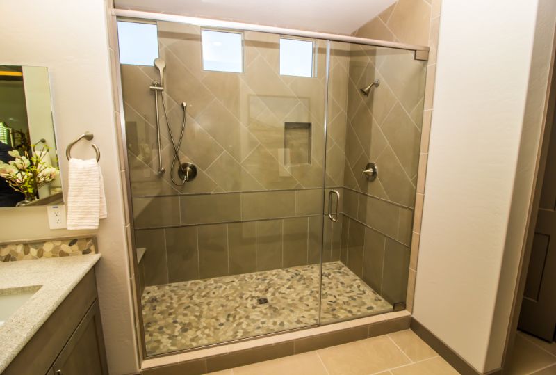 Glass Shower with Recessed Lighting
